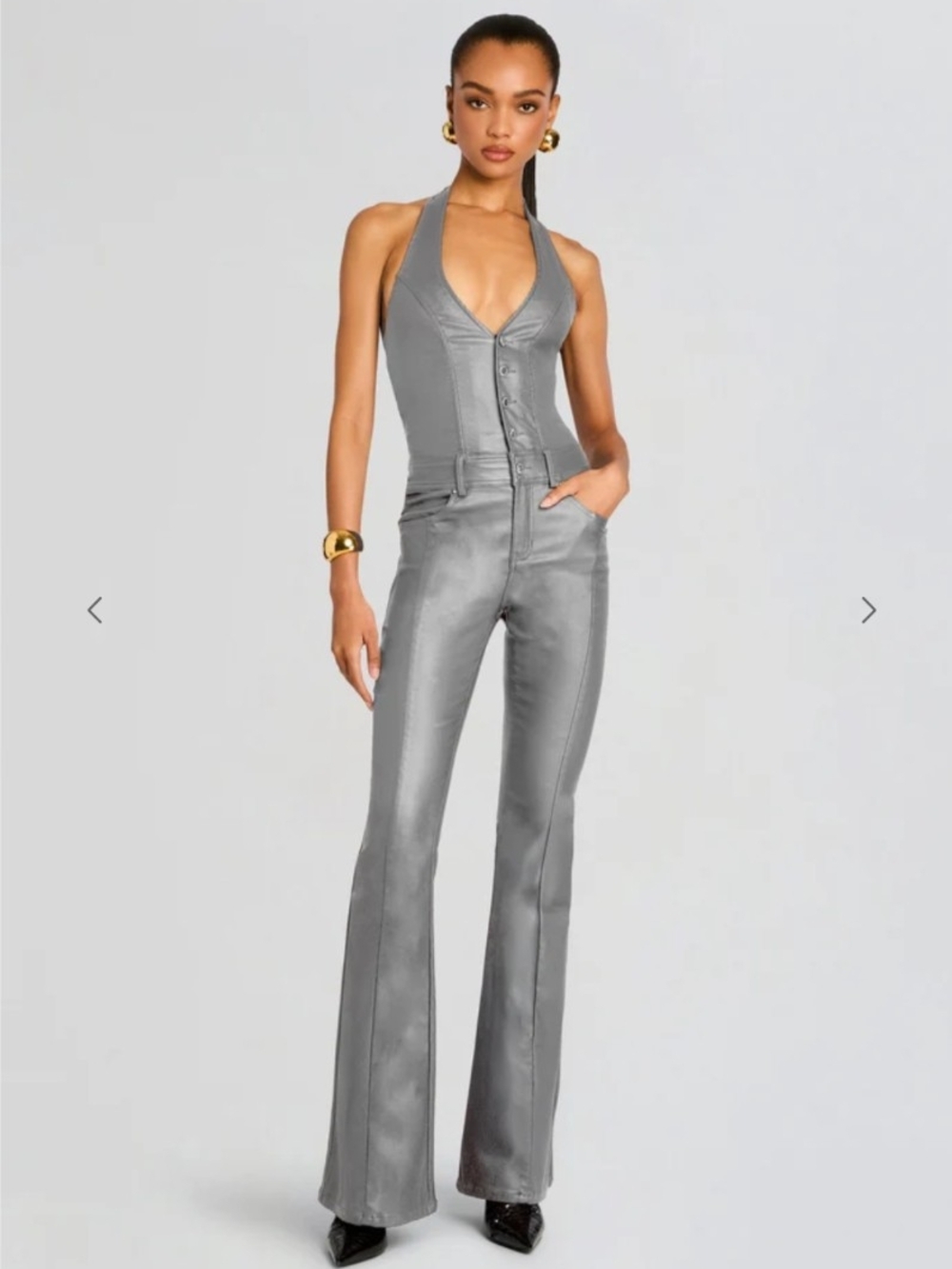 Women’s Halter Neck Jumpsuit in Gray (Size S/2, fits Size 4)
